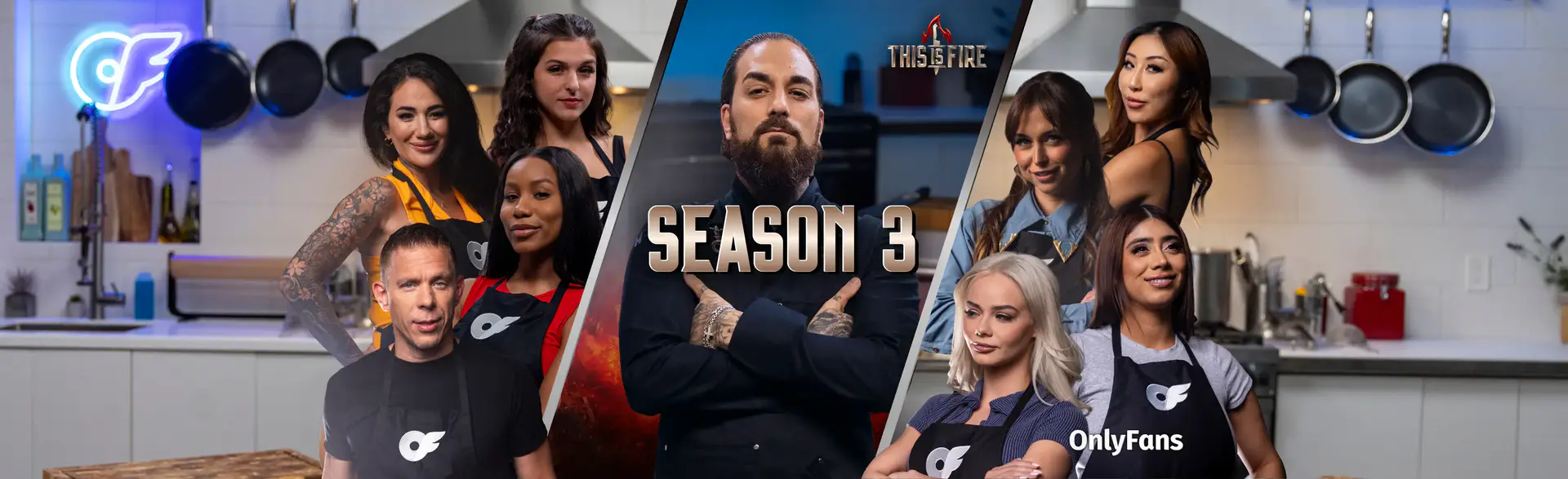 This Is Fire Season Three Recap header — Chef Jojo surrounded by the eight competitors from season three