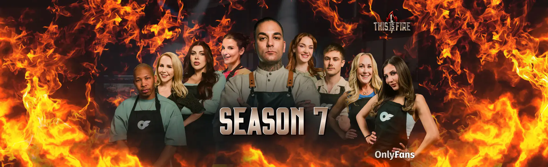 This Is Fire Season 7 Recap Header — Chef Jojo flanked by the 8 contestants