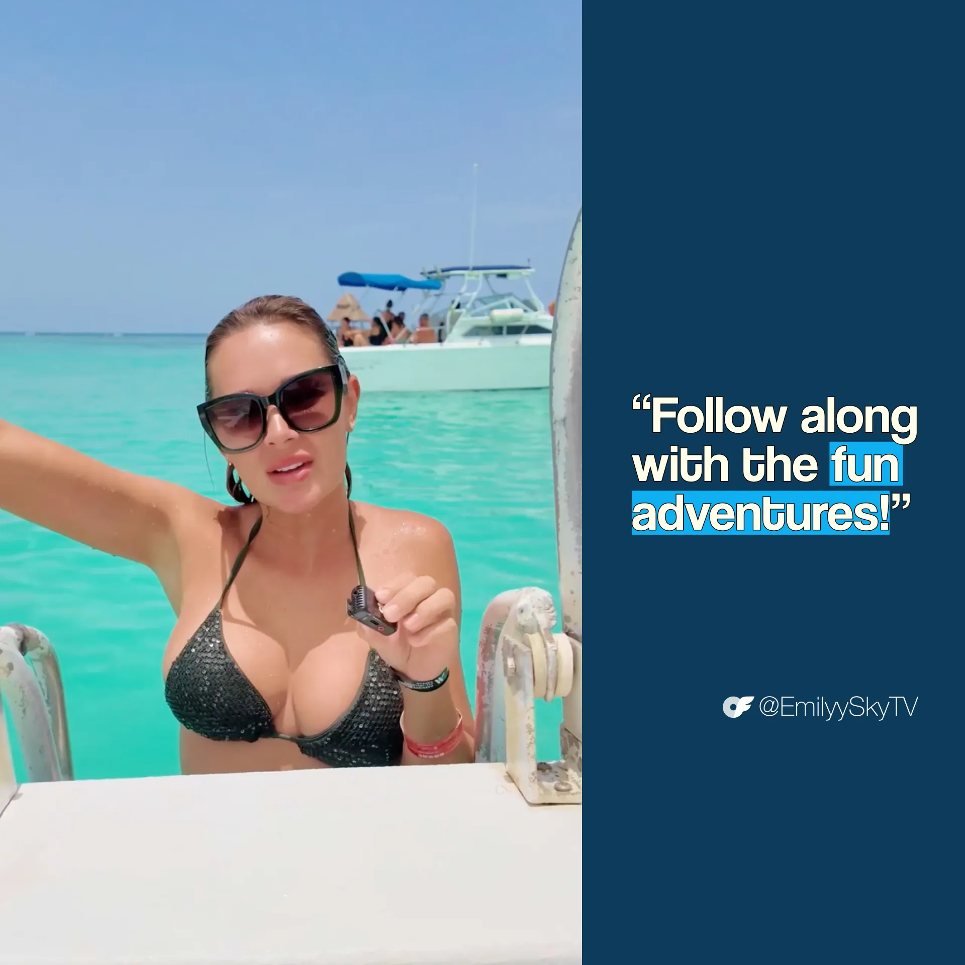 Emily_AllScreenSizes_1920x1920 V 1 Emily Sky from Life With EmilyySky enjoying a beach day with the quote “Follow along with the fun adventures!”